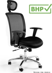 Ergonomiczny fotel biurowy Expander, czarna tkanina, zgodny z normą BHP