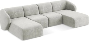 Jasnoszary narożnik z tkaniny szenilowej (w kształcie litery U) Lani – Makamii