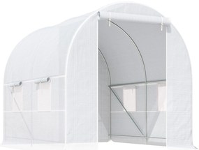 Outsunny Szklarnia Tunelowa Ogrodnicza Biała Praktyczna i Wytrzymała 245x200x200cm | Aosom PL