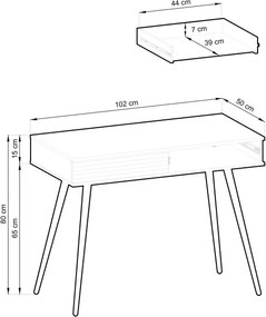 ORIANA Toaletka T 102 biała | nogi złote