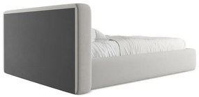 Jasnoszare tapicerowane łóżko dwuosobowe ze schowkiem i stelażem 140x200 cm Kiana – Makamii