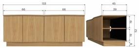 Szafka pod TV z litego drewna dębowego w naturalnym kolorze 133x52x45 cm Zuma – WOOOD