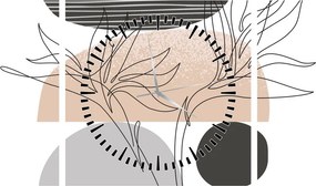 Obraz - Line art flowers N⁰2 (z zegarem) (90x30 cm)