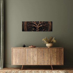 Obraz – Drewniane drzewo życia (z zegarem) (90x30 cm)