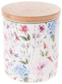 Pojemnik porcelanowy z bambusową pokrywką Flower Garden, 600 ml