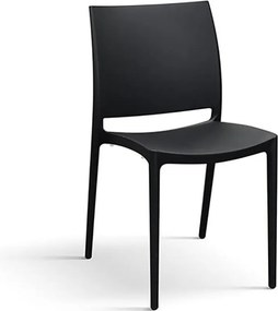 Zestaw 6 szt. sztaplowanych krzeseł z czarnego polipropylenu - NORTH BEACH