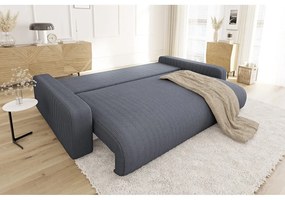 Ciemnoszara sztruksowa rozkładana sofa ze schowkiem 234 cm Sara – Ropez