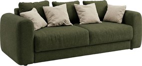 Kanapa 4-osobowa rozkładana z zielonej tkaniny ZABANO