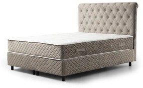 Beżowe łóżko boxspring ze schowkiem 140x200 cm Sonata – Kalune Design