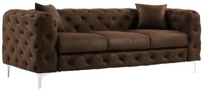Kanapa 3-osobowa chesterfield z mikrofibry o wyglądzie postarzanej skóry EDWINA