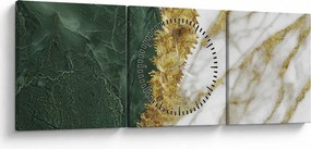Obraz - Zielony marmur N⁰1 (z zegarem) (90x30 cm)