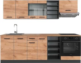 Zabudowa kuchenna złoty dąb power/antracyt 240x60x81.6 r-line