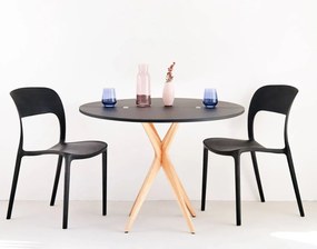 Stół półokrągły CUTTI 90x90 rozkładany czarny/jesion RAGABA