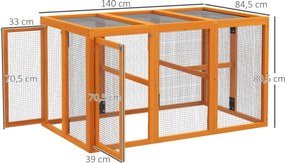 PawHut Kurnik dla 1–3 kur, drewniana rama, drut stalowy, rozbudowywalny design, drewniane drążki, pomarańczowy