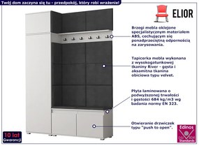 Szafa z siedziskiem tapicerowanym biały + szary - Prufis 5X