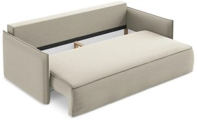 Beżowa aksamitna rozkładana/ze schowkiem sofa 225 cm Hula – Makamii