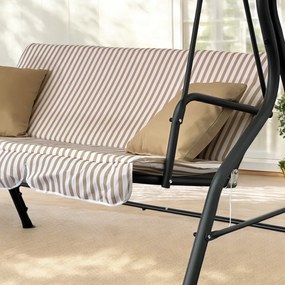 Huśtawka ogrodowa 3-osobowa Puerto MAS-4003A, beżowy w białe paski