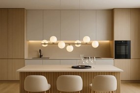 Ardi 7 beżowa lampa wisząca nad wyspę w kuchni siedem kloszy