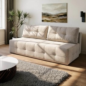 Sofa z Funkcją Spania MORANA Beżowa Nowoczesna