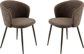 Komplet 2 krzeseł do jadalni "Claris" w brązowej tkaninie tapicerowanej cm 56x55 78h