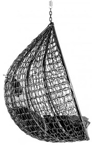 PROMOCJA Czarne krzesło wiszące KOKON bez stojaka II gatunek