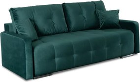 Sofa z Funkcją Spania FAVIO Wersalka Rozkładana Dwuosobowa Welurowa Zielona Nowoczesna do Salonu