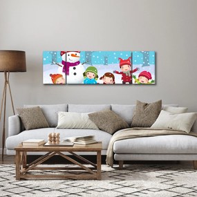 Obraz - Zimowe dziecięce zabawy (170x50 cm)