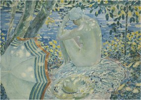 Obraz na szkle - Frederick Carl Frieseke, On the Bank, reprodukcje (70x50 cm)