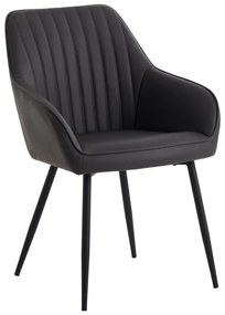 Ciemnoszare krzesła z imitacji skóry z podłokietnikami zestaw 2 szt. Nolan Stripe – Unique Furniture