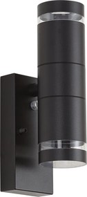 Nowoczesna lampa ścienna zewnętrzna czarna 2-punktowa IP44 z czujnikiem zmierzchu - Dubbla
