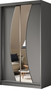 Szafa Przesuwna VOCE 120 cm z Lustrem Szafa Dwudrzwiowa Szara