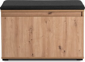 Loftowa szafka na buty z siedziskiem Prato 80 cm, dąb artisan/grafit