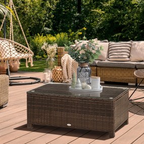 Outsunny Stół Ogrodowy z Technorattanu Elegancki i Praktyczny Brązowy 85x50x39cm | Aosom PL