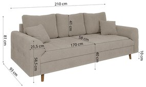 Beżowa sofa z materiału bouclé 210 cm Ariella – Ropez