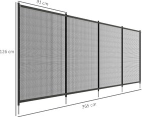 Outsunny Bezpieczny Płot Basenowy dla Dzieci - 4 Aluminiowe Elementy, Texline, Czarny, 365x126cm