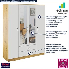 Skandynawska szafa uchylna z lustrem dab artisan + biały B7-H20