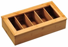 Kesper 58900 Organizer na herbatę bambusowy, 5przegródek, 36 x 20 x 9 cm