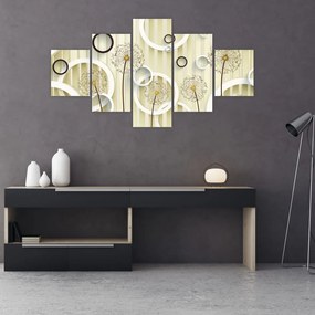 Abstrakcyjny obraz z dmuchawcami (125x70 cm)
