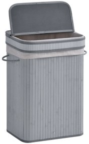 HOMCOM Kosz na bieliznę, 70 L kosz na pranie z pokrywą, wyjmowana wkładka, pojemnik na bieliznę do łazienki, 40 x 30 x 60 cm, Szary