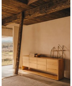 Niska komoda w dekorze dębu 200x74 cm Alguema – Kave Home