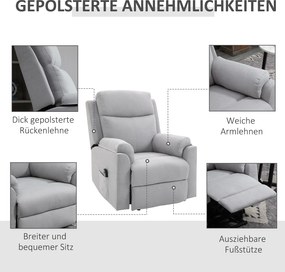 HOMCOM elektryczny fotel telewizyjny podnoszony z funkcją pomocy przy wstawaniu i relaksu w kolorze szarym | Aosom PL