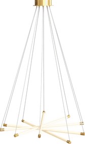 HOMCOM Lampa sufitowa LED, 50W, 5 regulowanych rur świetlnych, regulowana, lampa sufitowa do salonu, jadalni, kuchni, Złoty+Biały