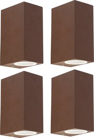 Zestaw 4 inteligentnych lamp ściennych brązowo-rdzawych IP44 w tym 2 GU10 - Baleno