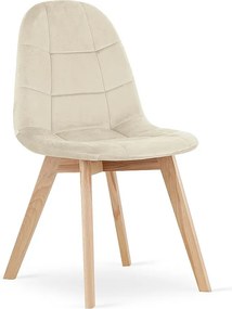 Krzesło do jadalni Valora NUUC Beige Velvet z nogami z drewna bukowego x1