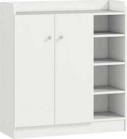 HOMCOM Szafka na buty, Komoda na buty, Półka na buty, 4 Półki. 1 Szafa, 83 cm x 30 cm x 90 cm, Biały