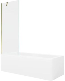 Mexen Cubik wanna prostokątna 170 x 70 cm z obudową i parawanem 1-skrzydłowym 70 cm, transparent, złoty - 550317070X9507000050
