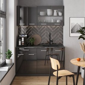 Pojedyncza kuchnia antracyt wysoki połysk/antracyt 140x46x81.6 r-line