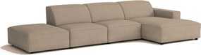 Narożnik modułowy Cursal C prawy z pufą – sofa narożna 341 x 166 x 70 cm,  beżowy Raven 30, nowoczesny design