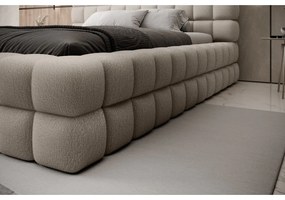 Beżowe tapicerowane łóżko dwuosobowe ze schowkiem ze stelażem 140x200 cm Dizzle – ELTAP