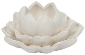 Świecznik na tealight kwiat lotosu z porcelany, 12,5 x 13 x 6,5 cm